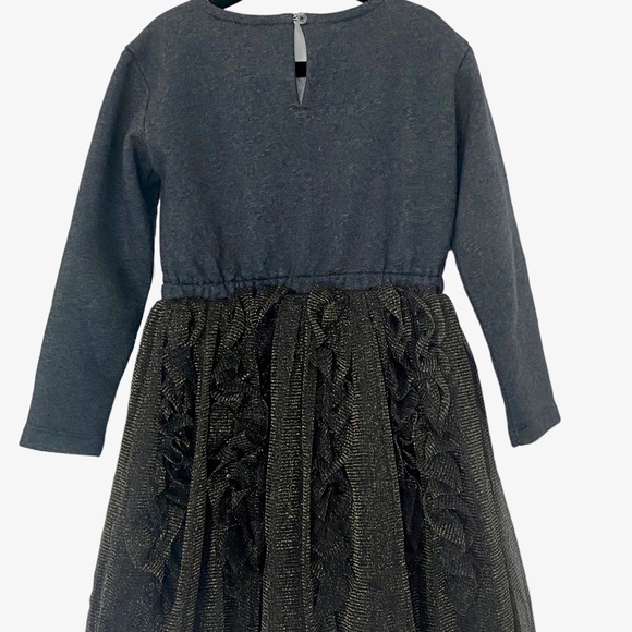 CREWCUTS Girl’s Gray/Gold Mixed Media Sparkly Tulle Skirt Dress Size: 6 - Picture 3 of 7